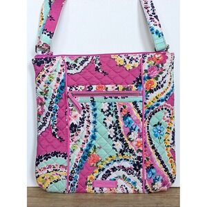 Vera Bradley WILDFLOWER PAISLEY Pink Crossbody Purse Iconic Hipster Bag -EUC!